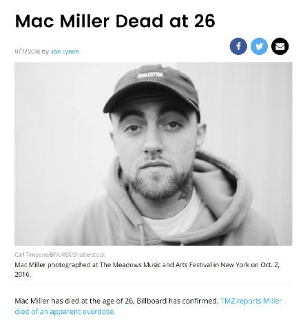 26岁说唱歌手mac miller去世，疑因服药物过量